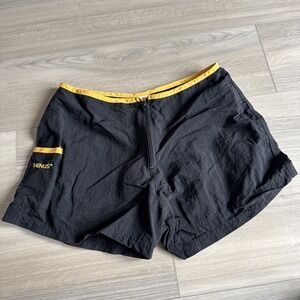 Vintage Venus Swimwear Black Yellow Zipper Beach Board Shorts Nylon‎ Women's M